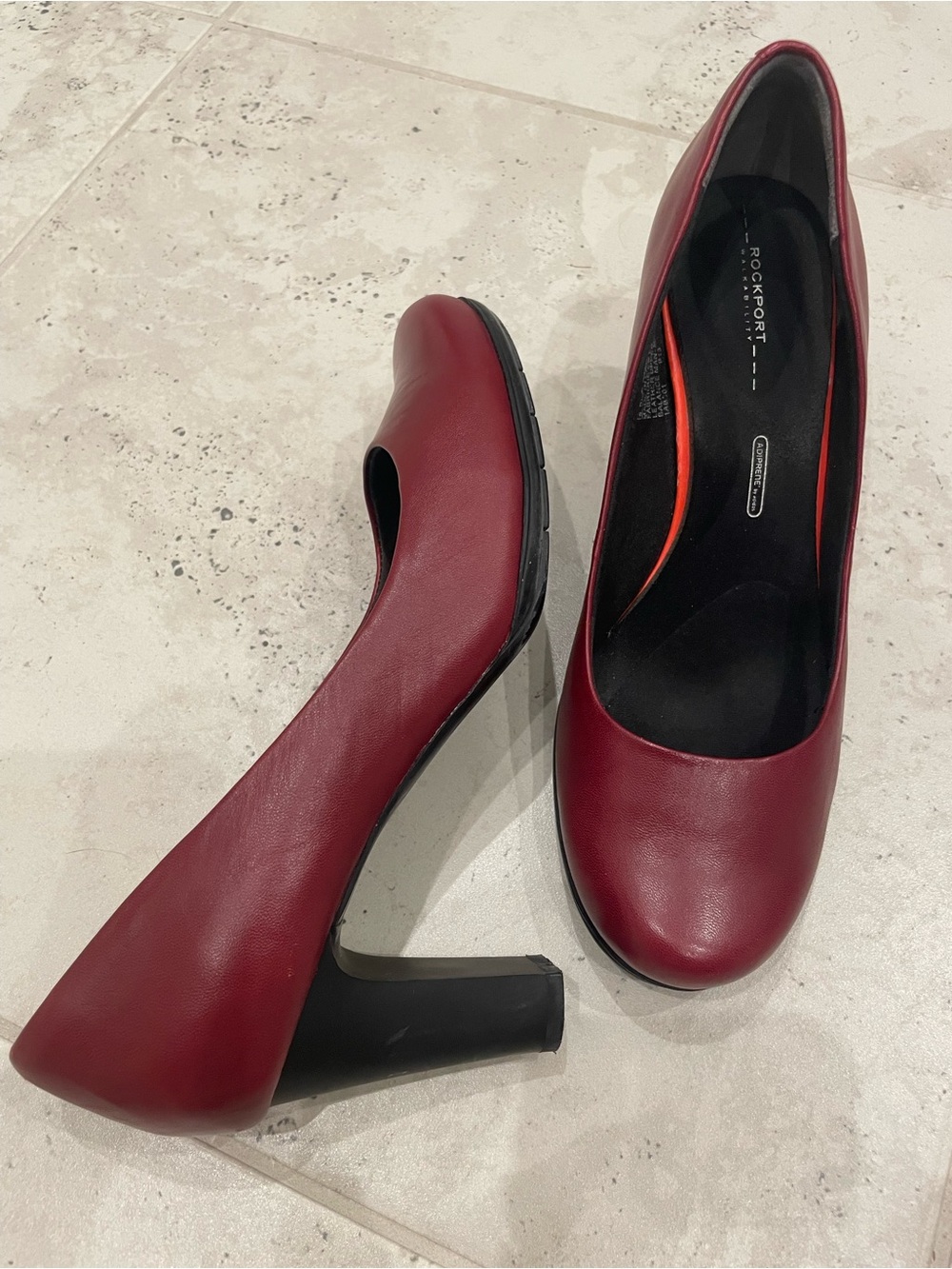 Rockport Walkability with Adidas Technology Dark Red Block Heel Pumps